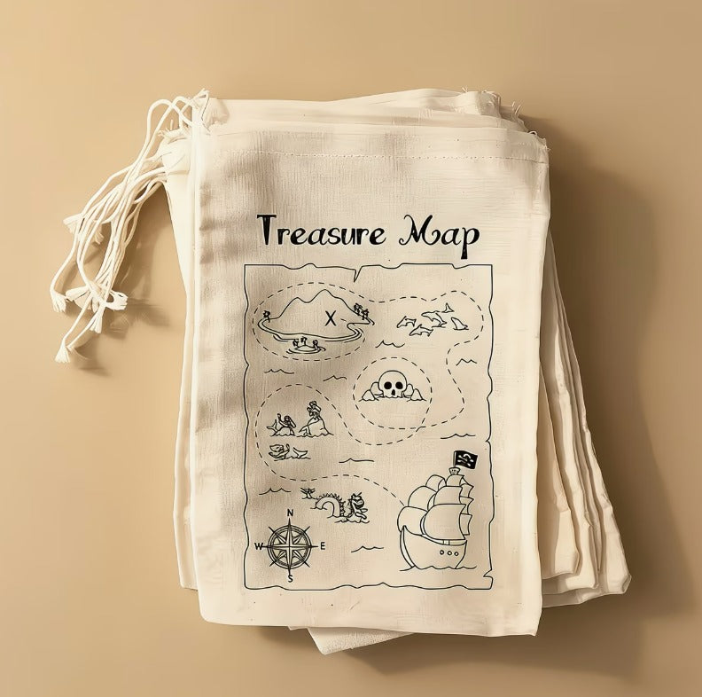 Pirate Treasure Map Drawstring Gift Bag
