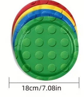 Colorful Lego Building Block Party Tableware