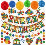 44pcs Lego Building Block Birthday Party Decorations