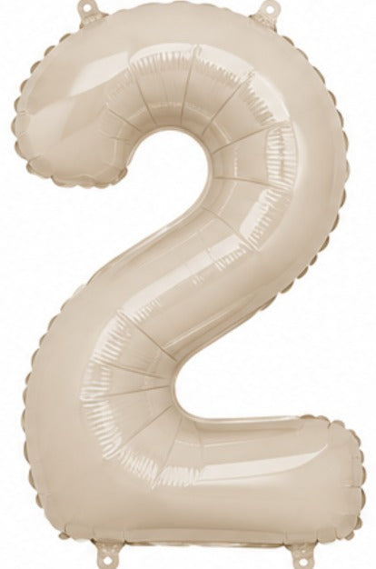 16" Foil Number Balloon - Beige