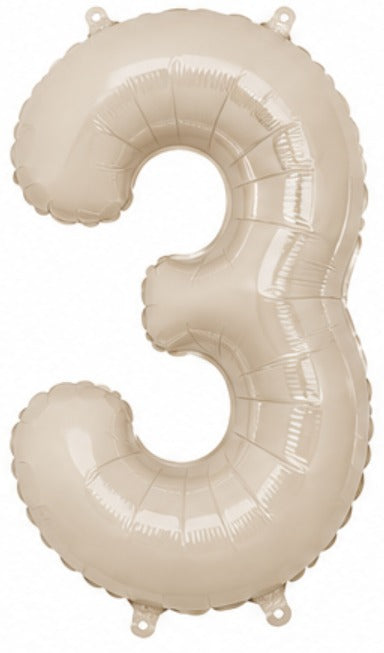 16" Foil Number Balloon - Beige