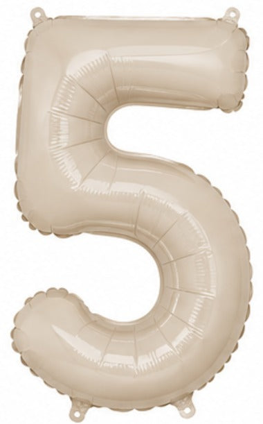 16" Foil Number Balloon - Beige