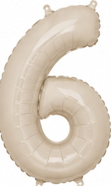 16" Foil Number Balloon - Beige