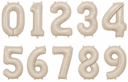 16" Foil Number Balloon - Beige