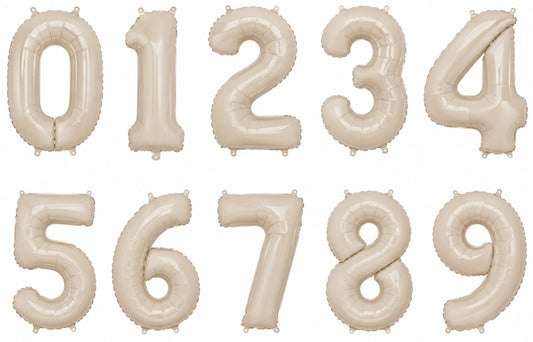 16" Foil Number Balloon - Beige