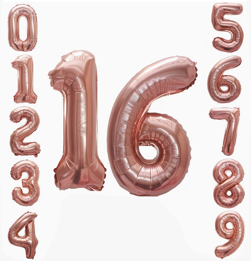 16" Foil Number Balloon – Rose Pink