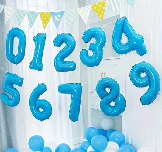 16" Foil Number Balloon - Baby Blue