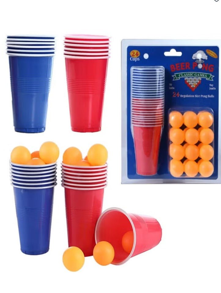 Beer Pong Game Set – 24 Cups & 24 Balls