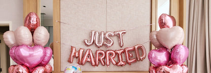 "Just Married" Rose Golden Aluminum Foil Letters Balloons