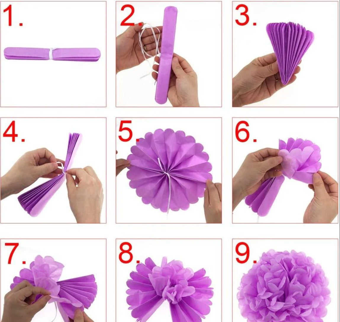 Tissue Paper Pompom Flower - White