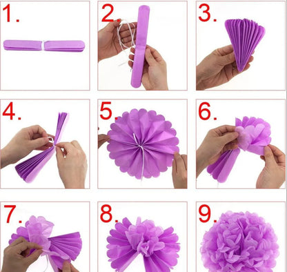 Tissue Paper Pompom Flower - White