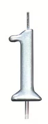 Number Birthday Cake Candle - Silver