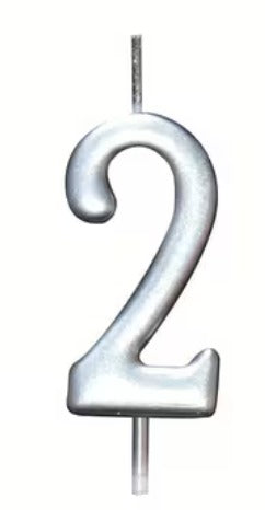 Number Birthday Cake Candle - Silver