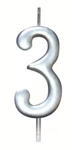 Number Birthday Cake Candle - Silver