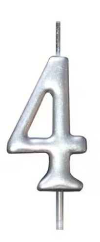 Number Birthday Cake Candle - Silver