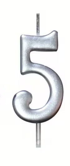 Number Birthday Cake Candle - Silver