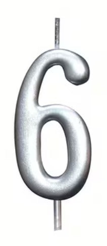 Number Birthday Cake Candle - Silver