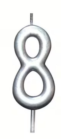 Number Birthday Cake Candle - Silver