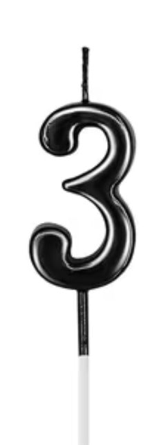 Number Birthday Cake Candle - Elegant Black