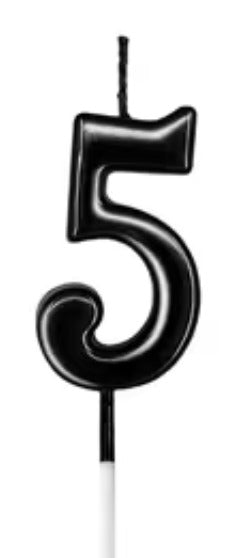 Number Birthday Cake Candle - Elegant Black