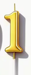 Number Birthday Cake Candle - Golden