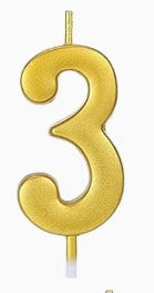 Number Birthday Cake Candle - Golden