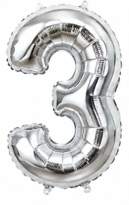 16" Foil Number Balloon - Silver