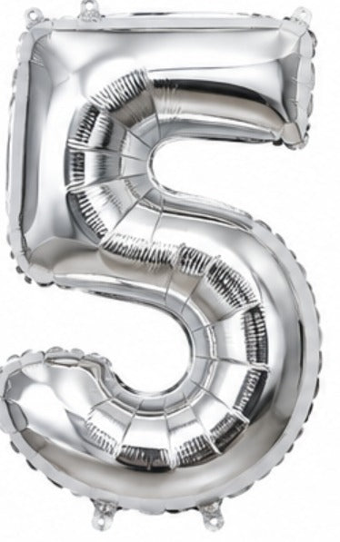 16" Foil Number Balloon - Silver