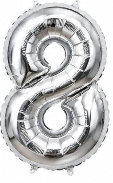 16" Foil Number Balloon - Silver