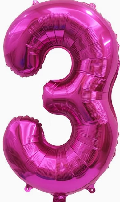 16" Foil Number Balloon - Dark Pink