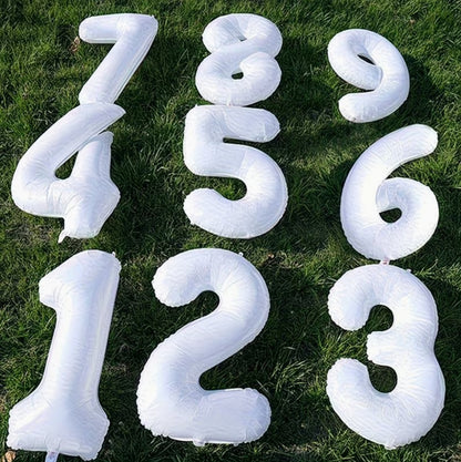16" Foil Number Balloon - White
