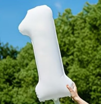 16" Foil Number Balloon - White