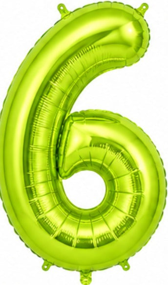 16" Foil Number Balloon - Lime Green