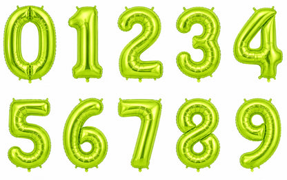 16" Foil Number Balloon - Lime Green