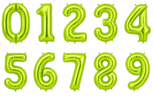 16" Foil Number Balloon - Lime Green