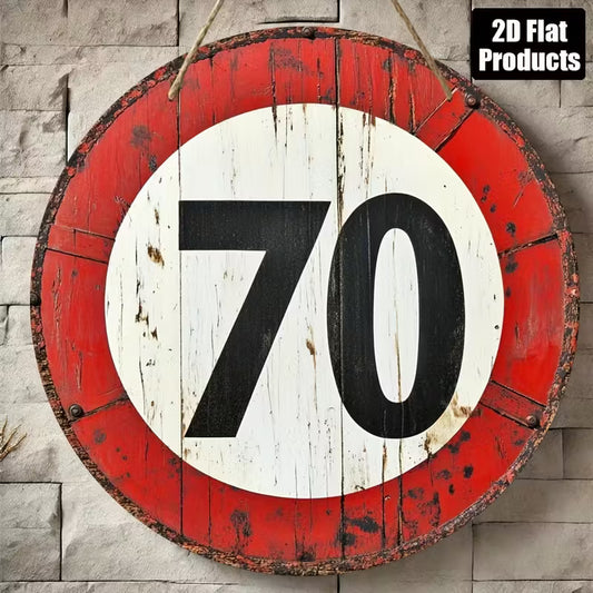 Vintage Style Round Wooden Speed Limit Sign (70)