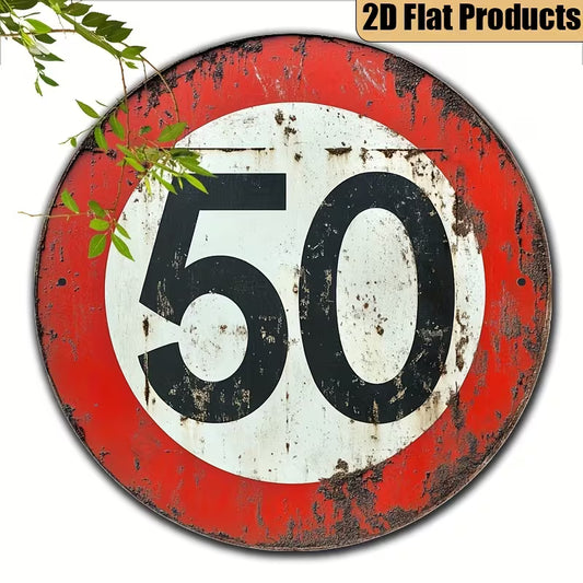 2D Flat, 1pc, Vintage Style "Speed Limit 50 Sign"