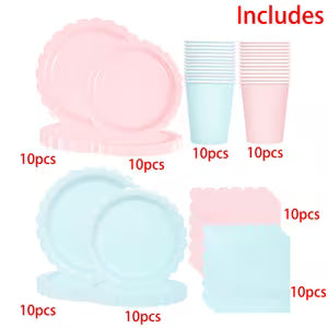 80pcs Pink and Blue Tableware Set