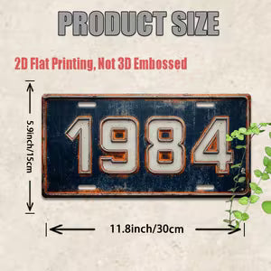 Vintage Metal Sign - 1984 Plaque
