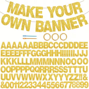 A-Z Glitter Golden DIY Alphabet Banner Set