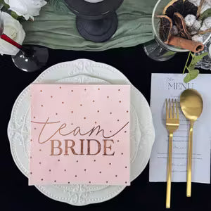 Pink Team Bride Golden Foil Napkin