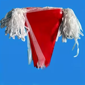 100m Carnival & Circus Red & White Triangle Flags