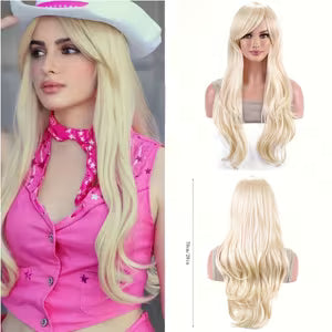 Light Golden Blonde Synthetic Wig with Side Bangs