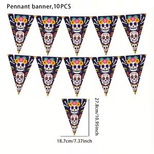 Skull & Floral Triangular Flags - Style 1