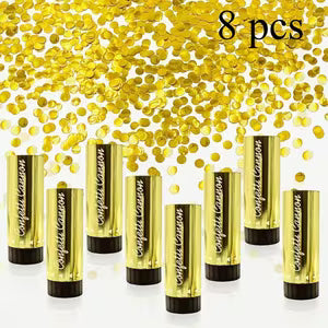 8pc Gold Confetti Poppers Cannons