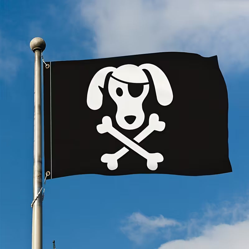 Pirate Dog Skull Flag – 1pc Polyester Banner