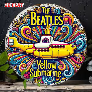 Round Iconic Wall Sign -  The Beatles Yellow Submarine