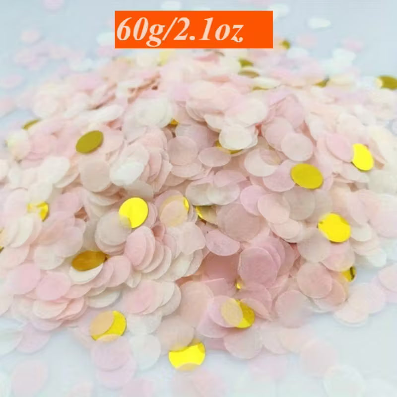 Golden Pink and White Multi-Color  Round Confetti