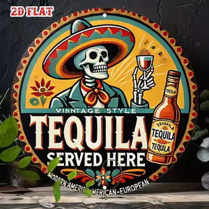 Round Vintage Metal Sign - Mexican Tequila Style