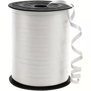 457.2 meter of Curled Wavy Ribbon, Shiny Metallic Balloon String, Suitable for Gift Wrapping Ribbons, Ideal for Birthday Parties, Holidays, Arts And Crafts Decorations, And Floral Arrangements., Christmas, Halloween Word (0.2in(0.5cm)Width / White)